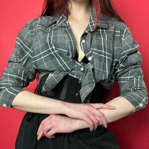 Old Navy Gray Plaid Blouse